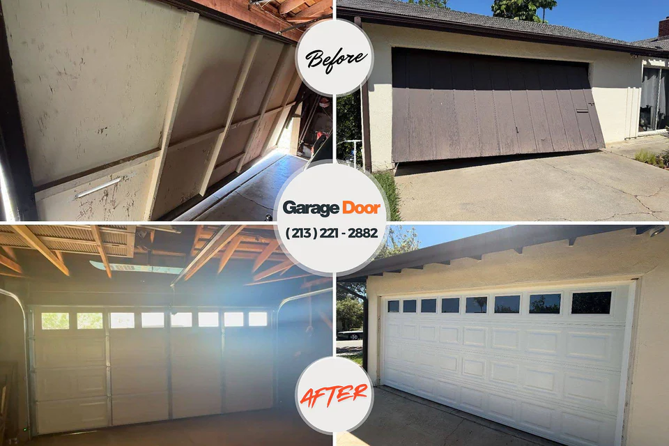 Before and after: garage door repair Camelot Dyersburg
